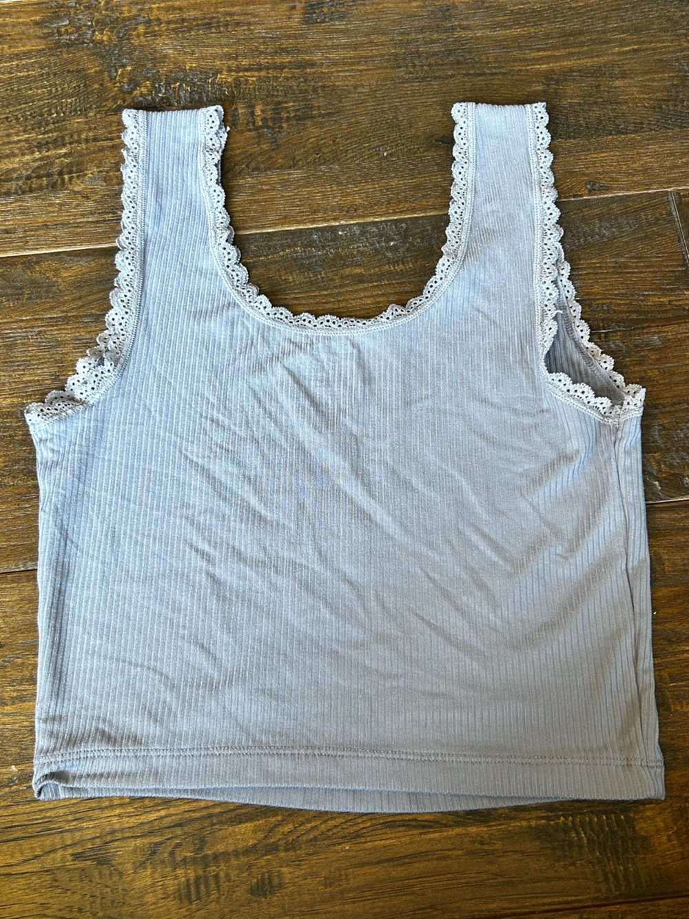 Rene Rofe Light Blue Ribbed Lace-Trim Tank - Picture 2 of 3